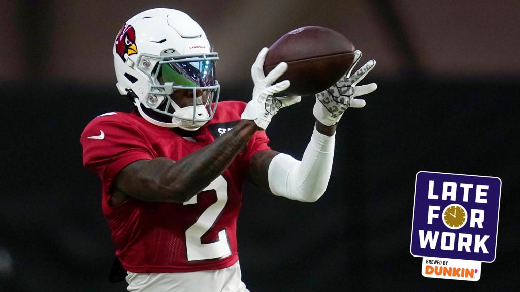 Marquise Brown of the Arizona Cardinals makes a leaping catch as