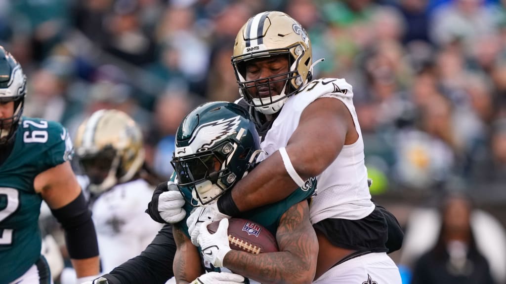 PHILADELPHIA, PA - DECEMBER 13: Orleans Saints offensive guard James Hurst  (74) looks on during the game between the New Orleans Saints and the  Philadelphia Eagles on December 13, 2020 at Lincoln