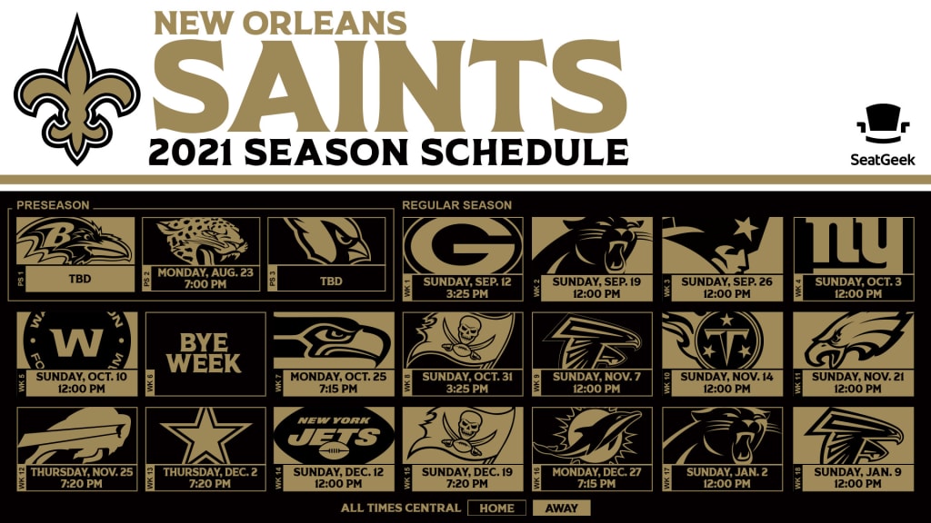 New Orleans Saints 2021 Schedule presented by SeatGeek announced