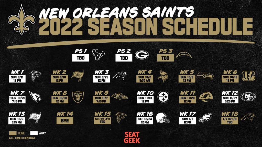 NFL Schedule 2022: New Orleans Saints preseason finalized vs