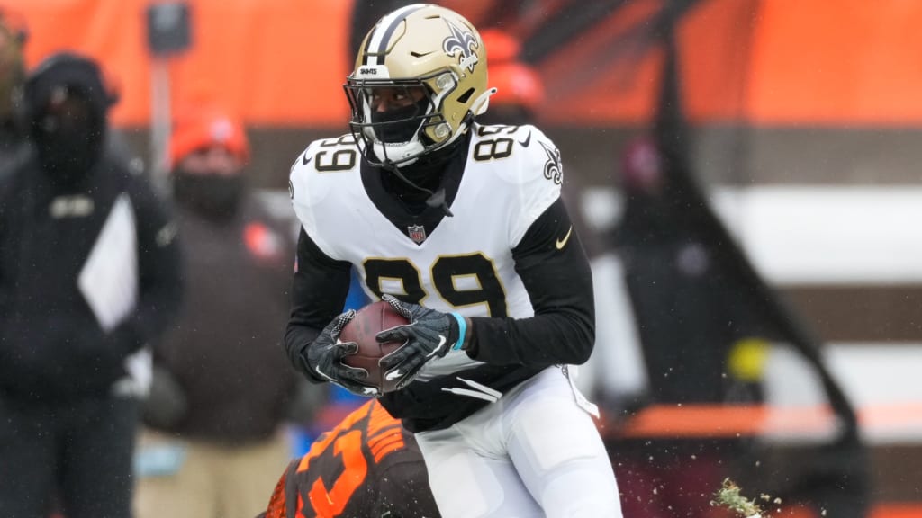 New Orleans Saints wide receiver Rashid Shaheed (89) poses for a photo  after an NFL preseason