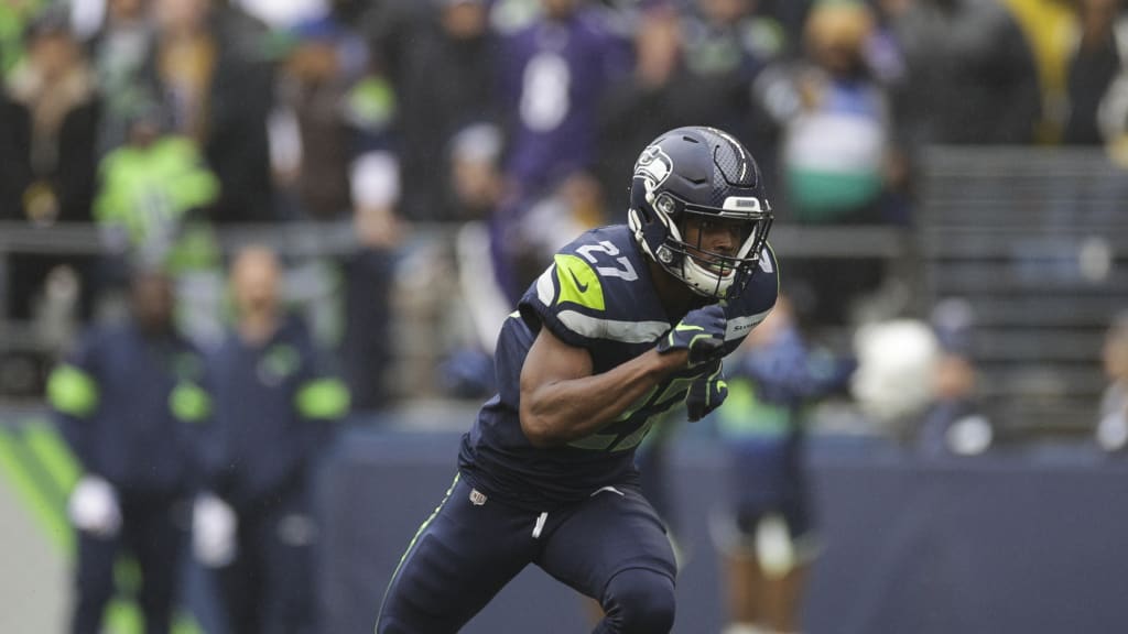 Seattle Seahawks safety Marquise Blair (27) during an NFL football game  against the Denver Broncos, Monday, Sept. 12, 2022, in Seattle, WA. The  Seahawks defeated the Bears 17-16. (AP Photo/Ben VanHouten Stock Photo -  Alamy