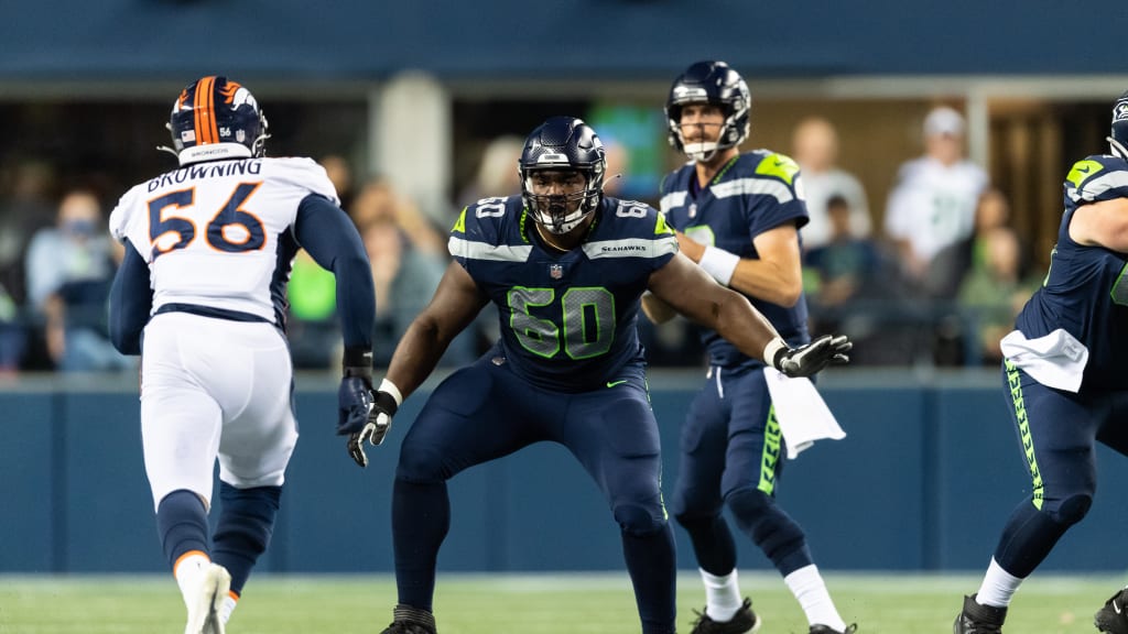 Seattle Seahawks guard Phil Haynes (60) leaves the field at