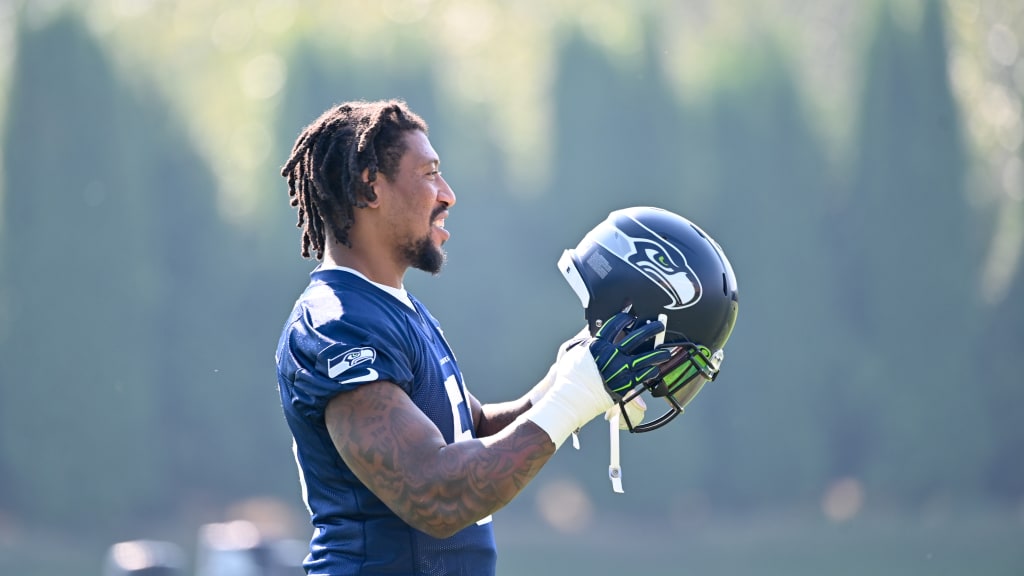 Seattle Seahawks linebacker Bruce Irvin (51) runs onto the field before  during an NFL football game against the New York Giants, Sunday, Oct. 30,  2022, in Seattle, WA. The Seahawks defeated the