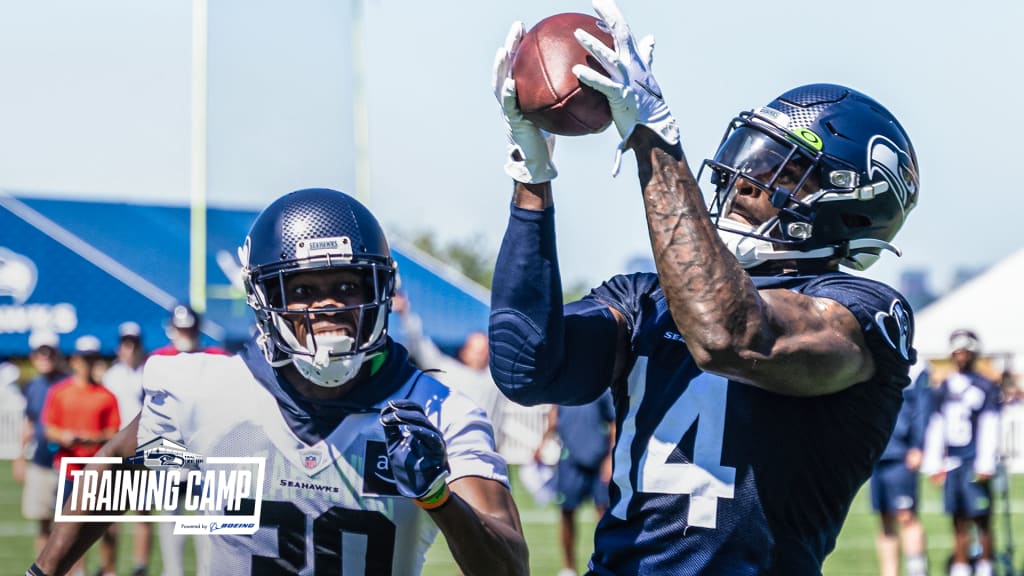 Seattle Seahawks linebacker Boye Mafe (53) walks off the field