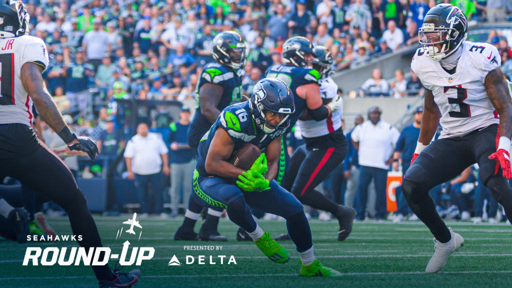 Seattle Seahawks linebacker Darrell Taylor is pictured during an NFL  football game against the Atlanta Falcons, Sunday, Sept. 25, 2022, in  Seattle. The Falcons won 27-23. (AP Photo/Stephen Brashear Stock Photo -  Alamy