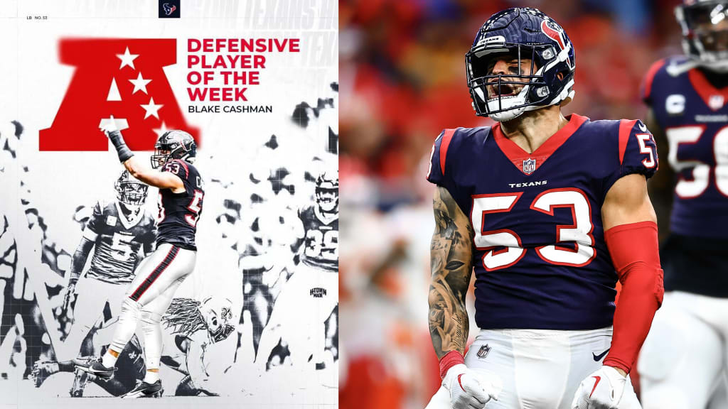 Houston Texans LB Blake Cashman named AFC Defensive Player of the Week