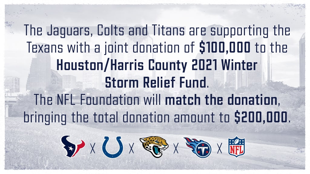 Titans, Colts, Jaguars make joint donation toward winter storm