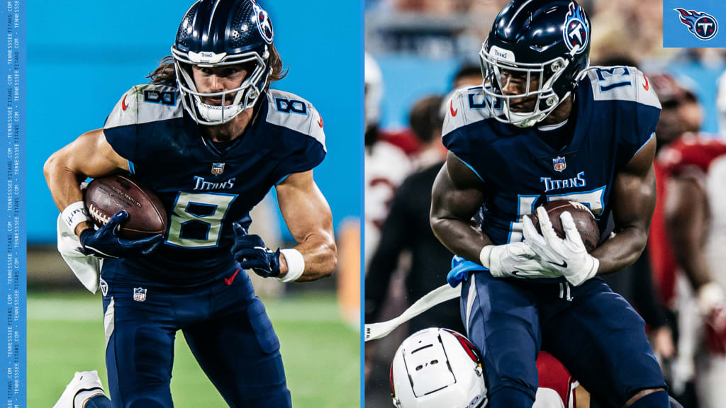 Tennessee Titans wide receiver Cody Hollister (8) runs a pattern during  their game against the New York Giants Sunday, Sept. 11, 2022, in  Nashville, Tenn. (AP Photo/Wade Payne Stock Photo - Alamy