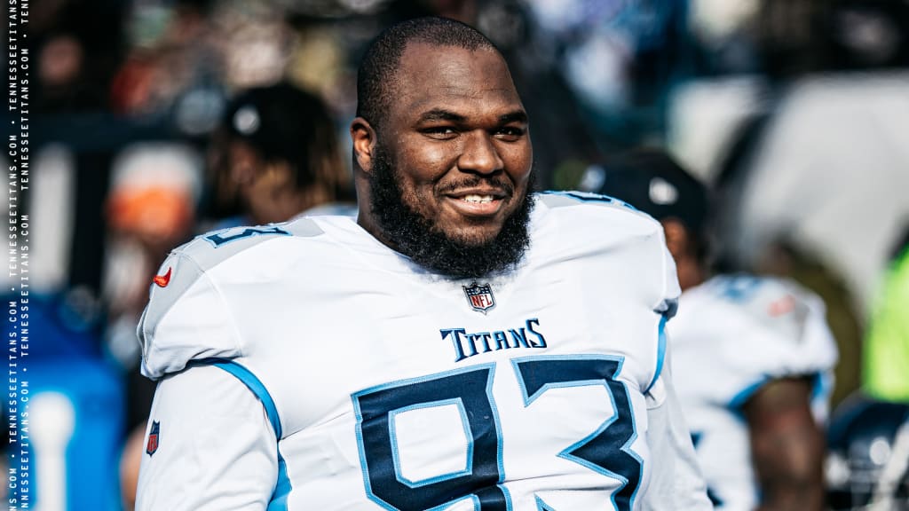 Tennessee Titans defensive tackle Teair Tart pushes a sled during practice  at the NFL football team's training facility Tuesday, June 6, 2023, in  Nashville, Tenn. (AP Photo/George Walker IV Stock Photo - Alamy