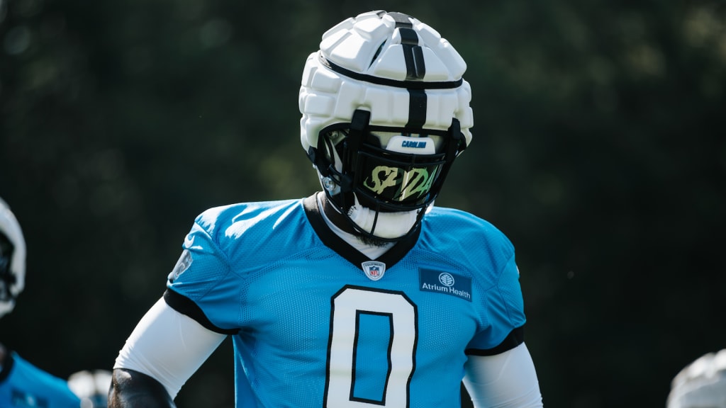 Carolina Panthers linebacker Brian Burns (0) looks on against the