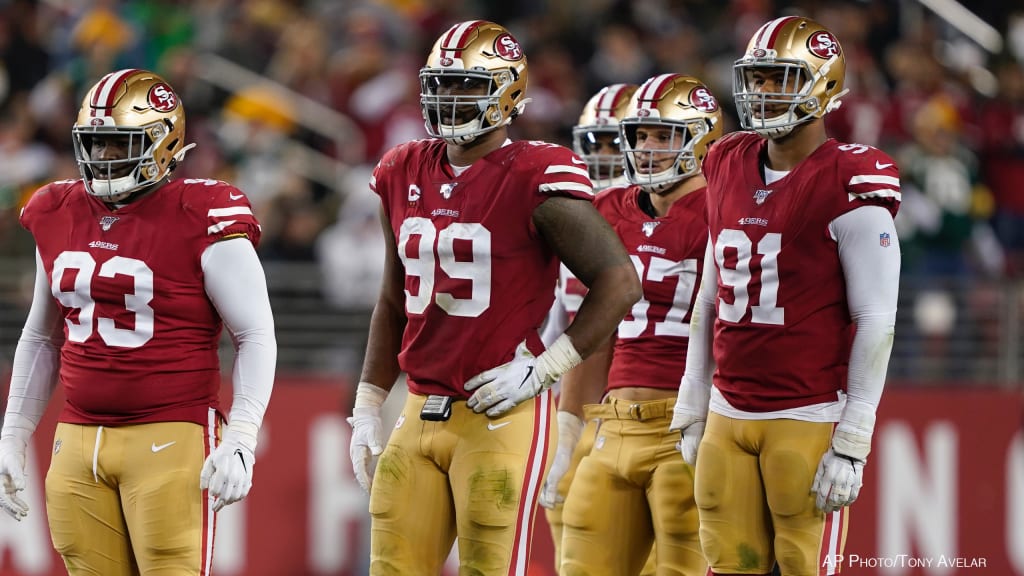 49ers Face Swap: DeForest Buckner and Solomon Thomas, 2 defensive linemen  1 offensive photo 