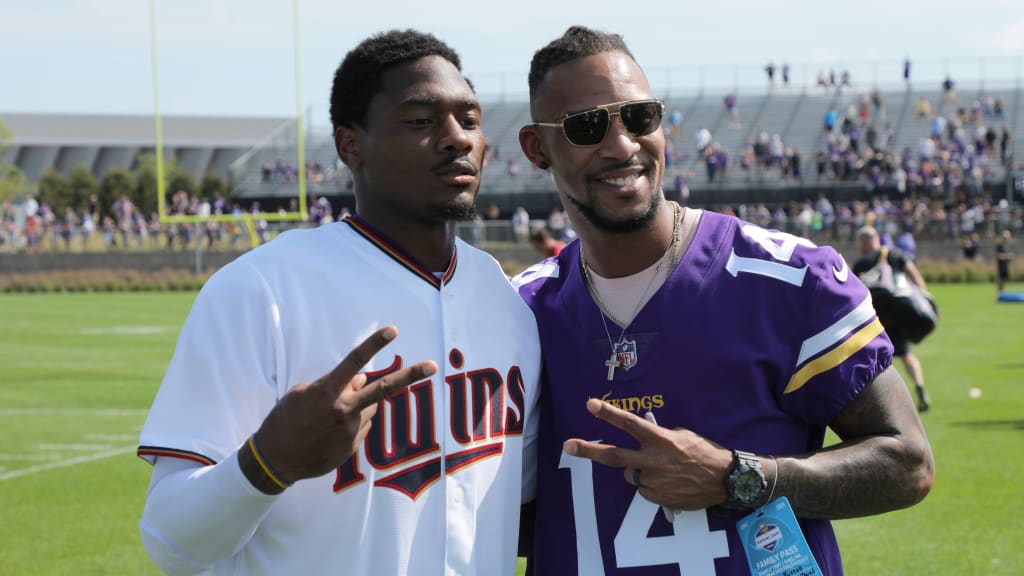 Adam Thielen Arrives at Vikings Game Wearing New Byron Buxton Twins Jersey  - Fastball