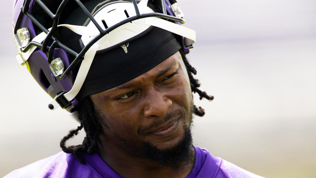 Minnesota Vikings running back Ty Chandler (32) warms up before an