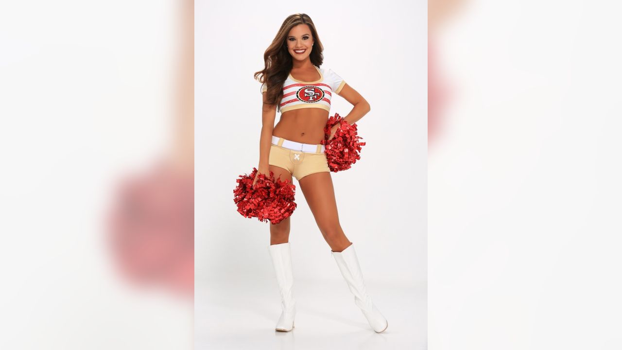 October 30, 2011: A San Francisco 49ers Gold Rush Cheerleader roots for her  team wearing a