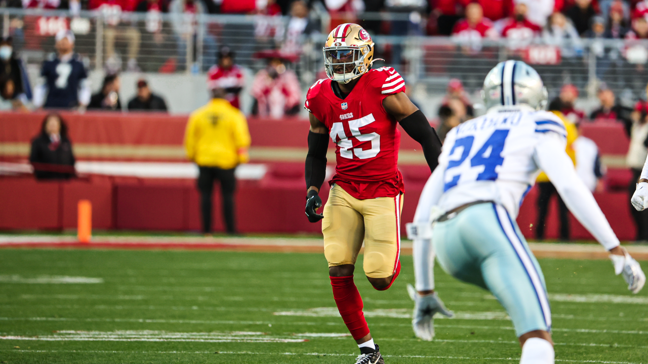 San Francisco 49ers punter Mitch Wishnowsky (18) kicks during an NFL  divisional round playoff football game against the Dallas Cowboys, Sunday,  Jan. 22, 2023, in Santa Clara, Calif. (AP Photo/Scot Tucker Stock