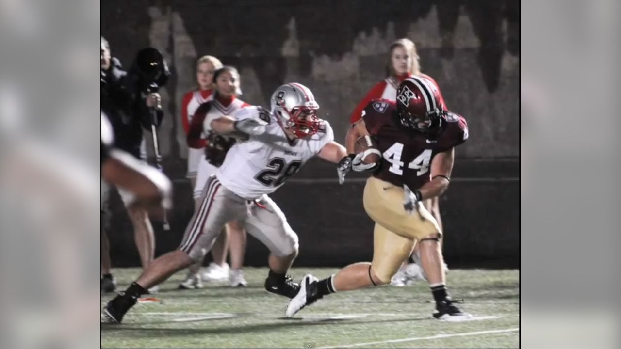 Kyle Juszczyk Hurdles Up and Over Defender for the First Down