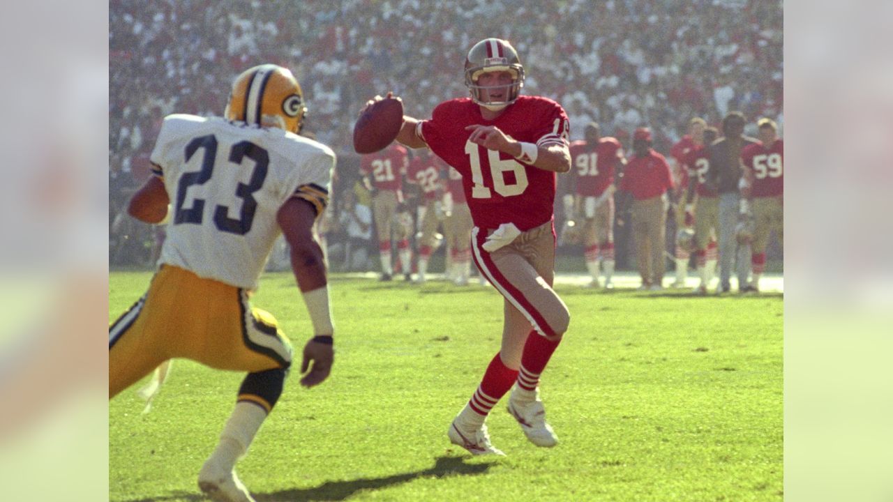 Former 49ers defensive tackle Michael Carter takes it 61 yards to the house  on an interception return for a touchdown against the Redskins during  the, By Joe Montana's Right Arm