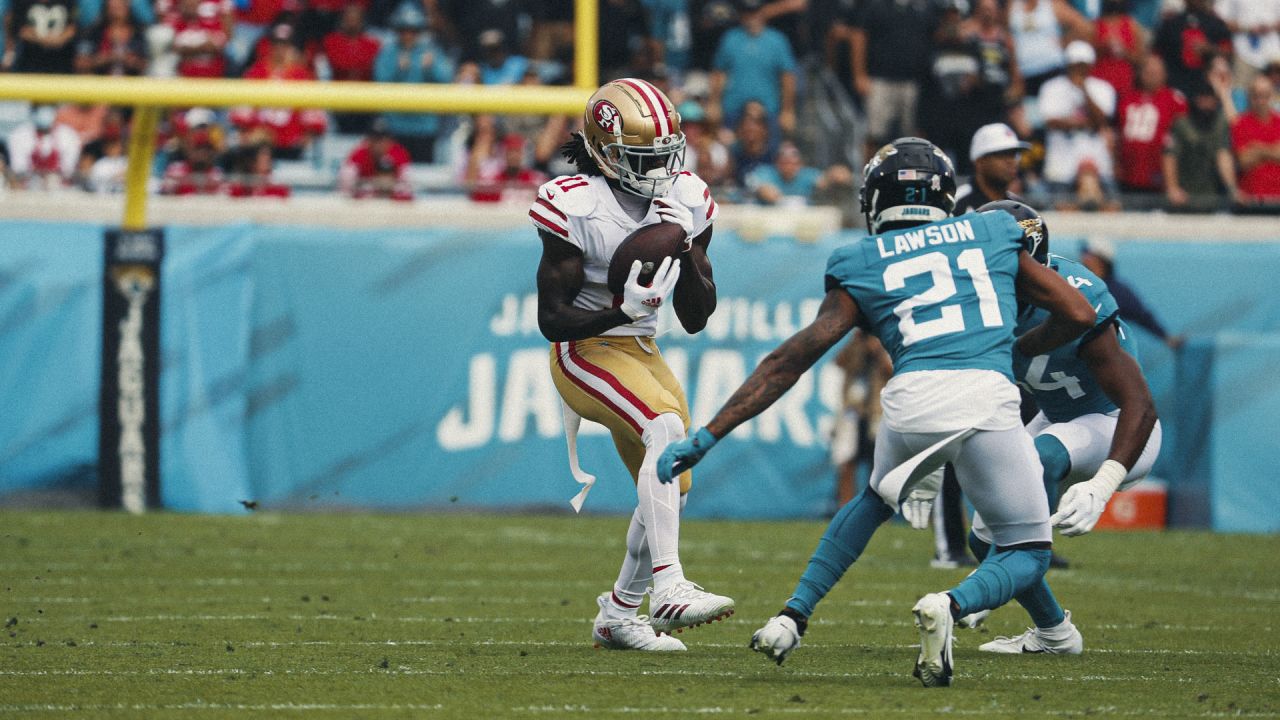 JACKSONVILLE, FL - NOVEMBER 21: San Francisco 49ers tight end Charlie  Woerner (89) during the game between the San Francisco 49ers and the  Jacksonville Jaguars on November 21, 2021 at TIAA Bank