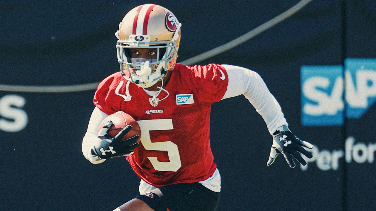 San Francisco 49ers' Brandon Aiyuk takes part during the NFL team's  football training camp in Santa Clara, Calif., Wednesday, July 26, 2023.  (AP Photo/Jeff Chiu Stock Photo - Alamy