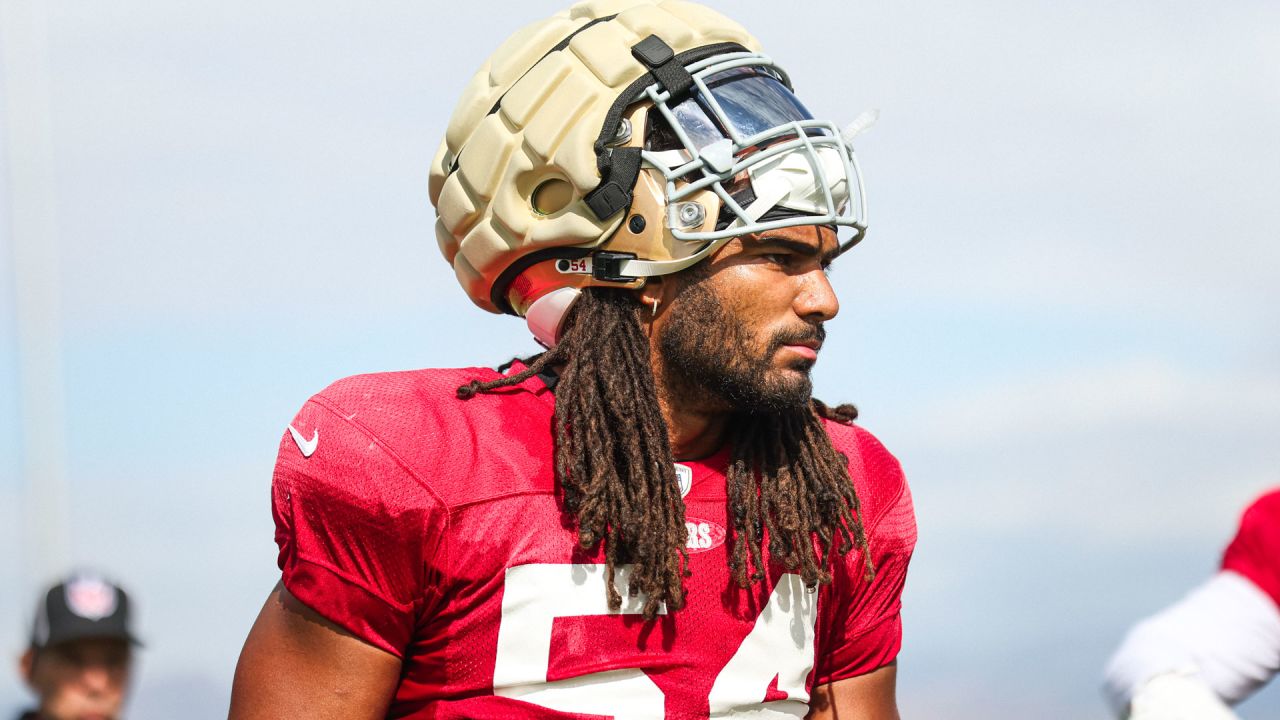 San Francisco 49ers and Las Vegas Raiders helmets on Wednesday