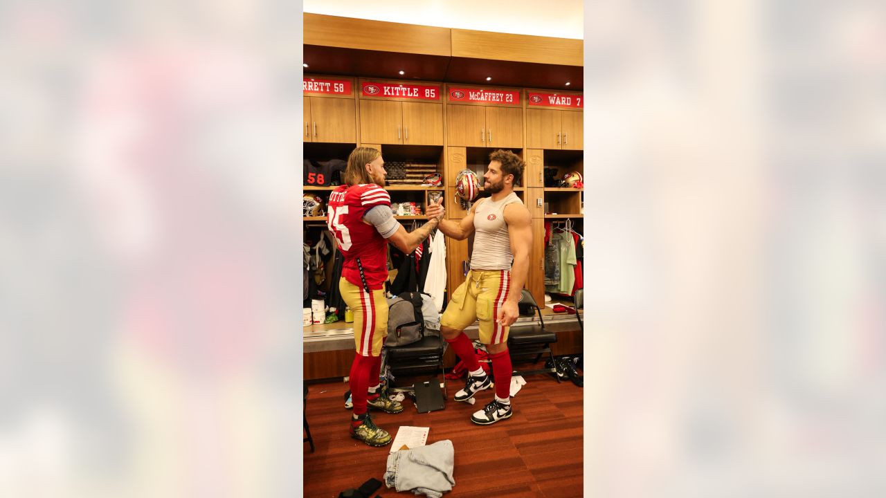 49ers Celebrate Postgame Following 35-16 Win Over Cardinals 