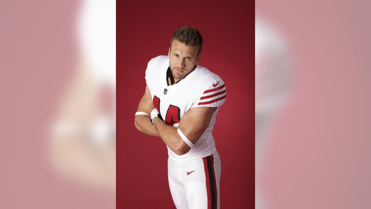 San Francisco 49ers on X: Them: dOn'T WeAr wHitE afTer LaboR dAy Us:  ¯\_(ツ)_/¯ The #94Niners throwback uniforms make their debut on Oct. 21st!   / X