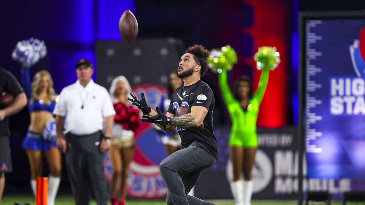 San Francisco 49ers tight end George Kittle and Minnesota Vikings running  back Dalvin Cook during the NFC AFC Pro Bowl practice on Saturday, Feb. 4,  2023 in Las Vegas. (AP Photo/Vera Nieuwenhuis