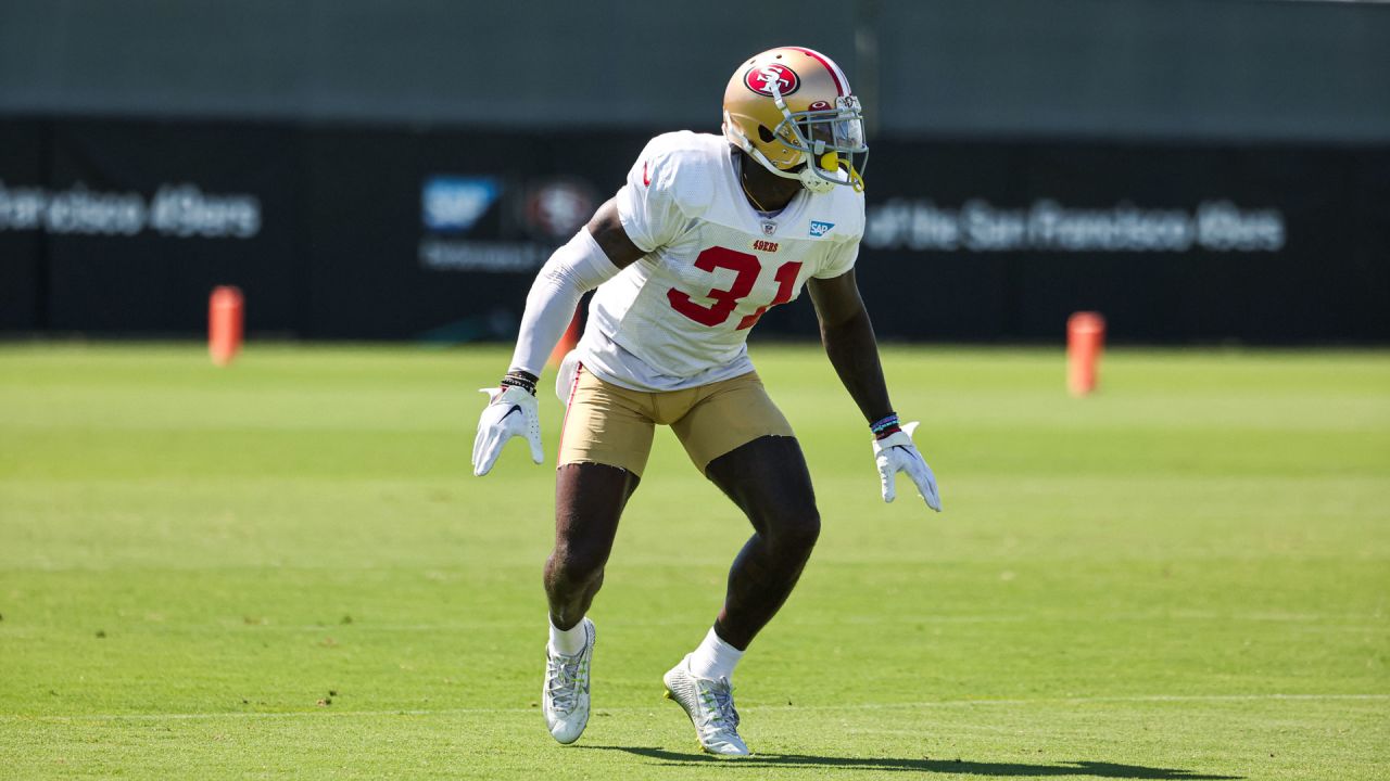 San Francisco 49ers running back Tyrion Davis-Price runs with the ball  against the Denver Broncos during the second half of an NFL preseason  football game Saturday, Aug. 19, 2023, in Santa Clara