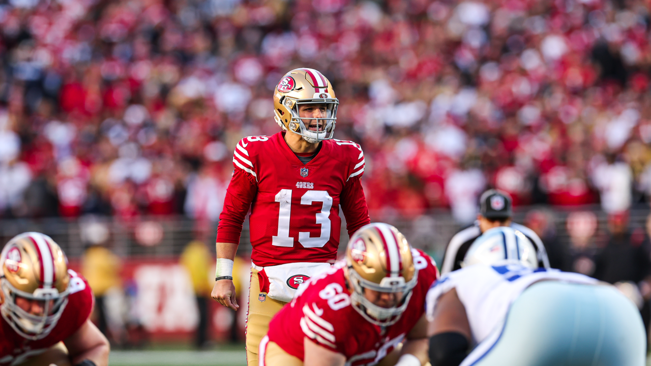 San Francisco 49ers punter Mitch Wishnowsky (18) kicks during an NFL  divisional round playoff football game against the Dallas Cowboys, Sunday,  Jan. 22, 2023, in Santa Clara, Calif. (AP Photo/Scot Tucker Stock