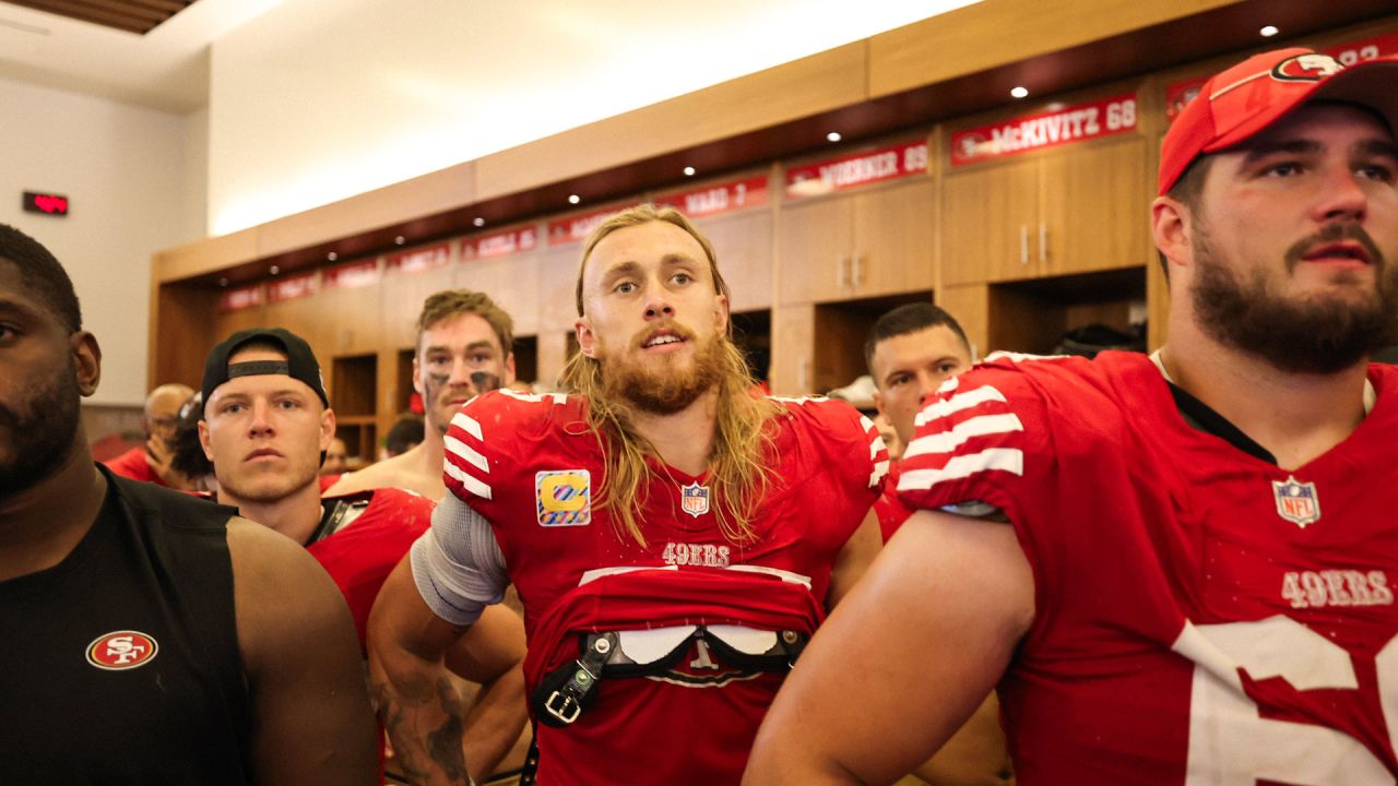 49ers Celebrate Postgame Following 35-16 Win Over Cardinals 