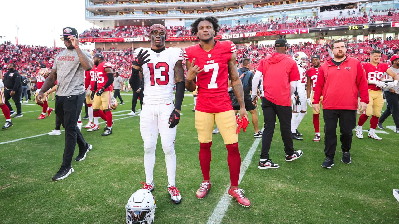 49ers Celebrate Postgame Following 35-16 Win Over Cardinals 