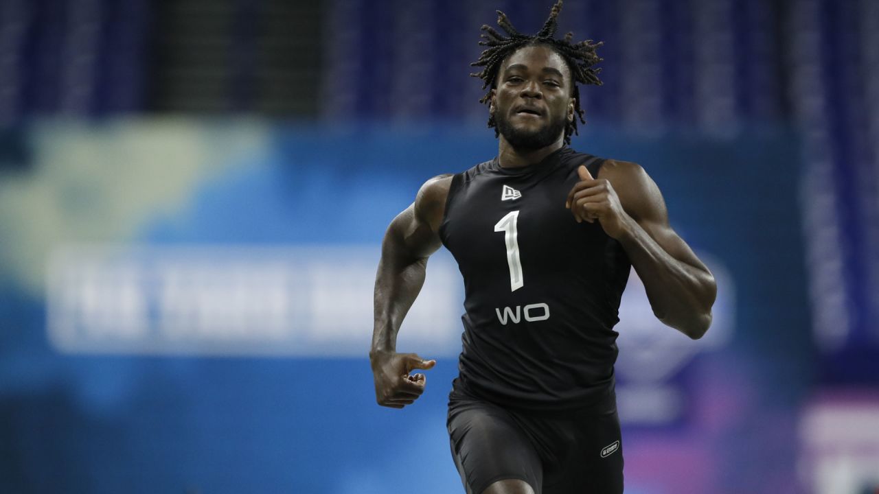 Danny Gray #WO12 of SMU runs the 40 yard dash during the NFL