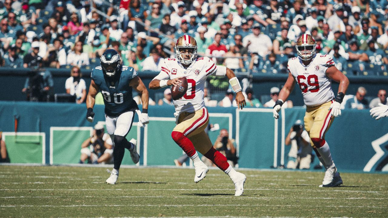 San Francisco 49ers 17-11 Philadelphia Eagles: Jimmy Garoppolo throws and  runs for touchdowns to hold off Jalen Hurts, NFL News