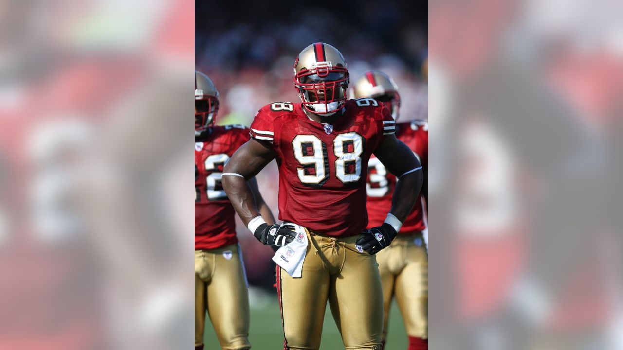 San Francisco 49ers Parys Haralson, #98, during practice in Santa