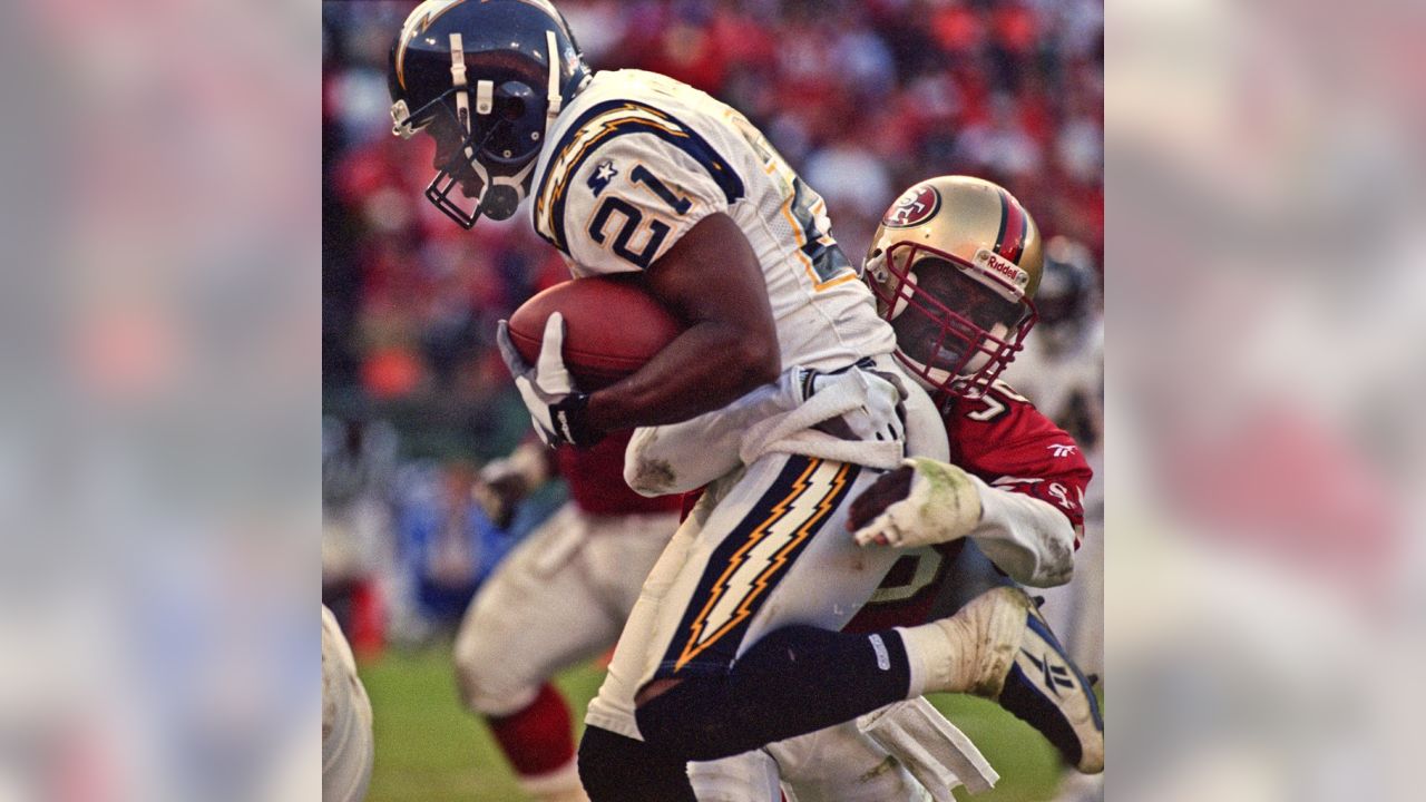 Safety Merton Hanks #36 of the San Francisco 49ers in action.Circa