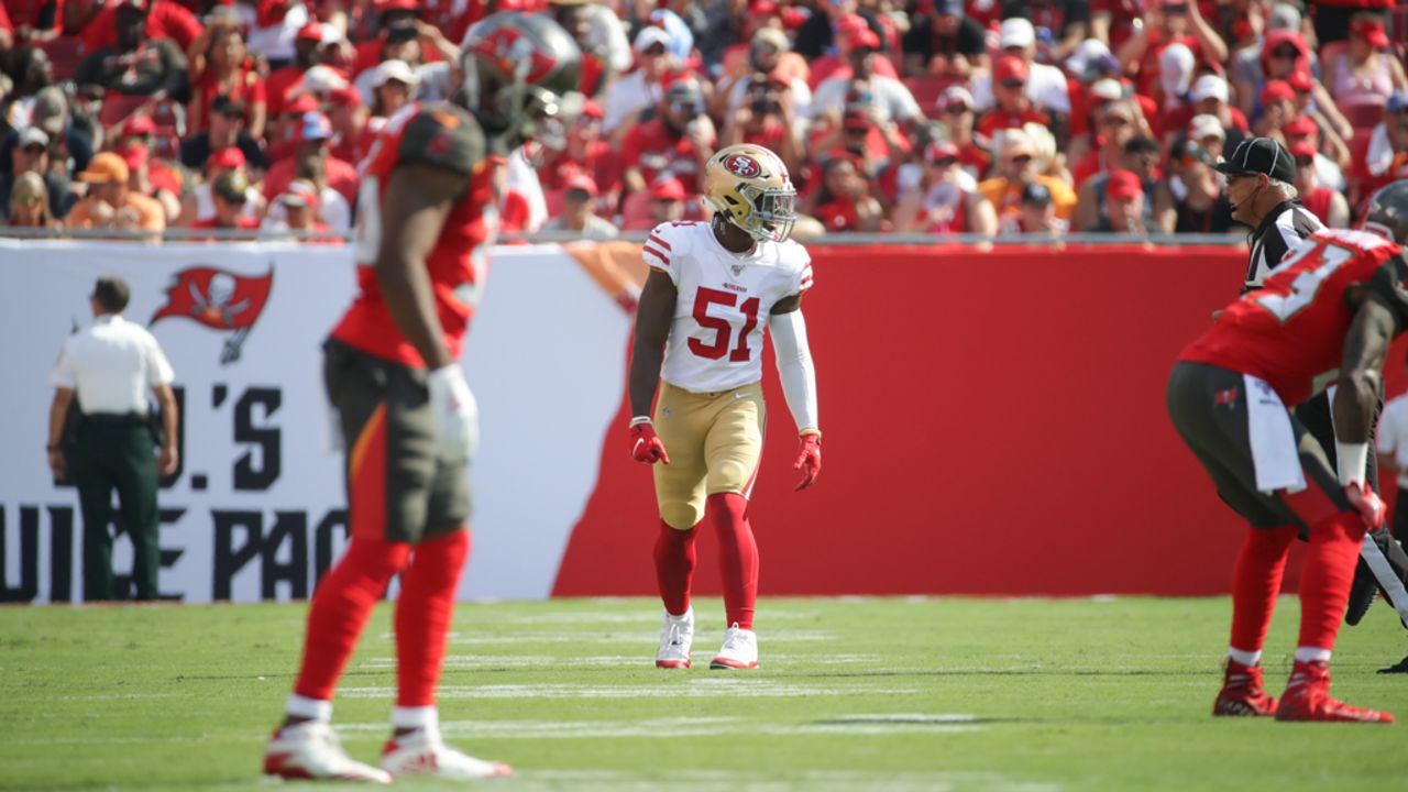 San Francisco 49ers linebacker Azeez Al-Shaair (51) reacts during an NFL  football game against the Tampa Bay Buccaneers, Sunday, Dec.11, 2022, in  Santa Clara, Calif. (AP Photo/Scot Tucker Stock Photo - Alamy