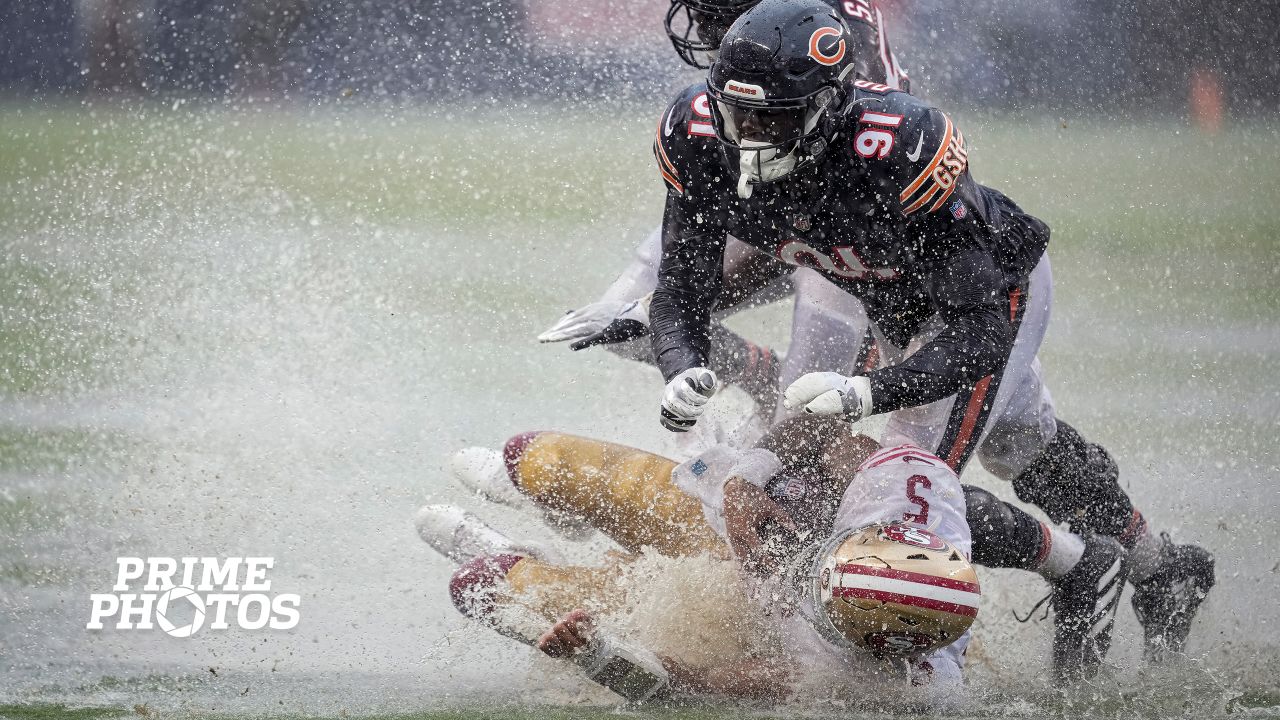 Heavy rain floods Soldier Field during Chicago Bears' season