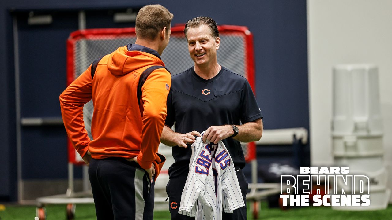 Pitch Perfect  Kerry Wood gets Matt Eberflus ready for first pitch