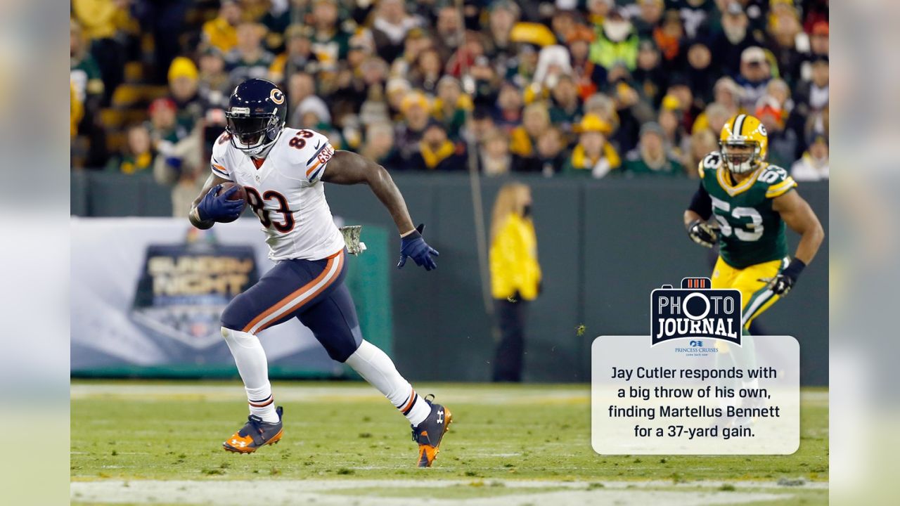 Green Bay Packers defensive tackle Jordan Miller (L) sacks Chicago Bears  quarterback Jay Cutler for a 5-yard loss during the third quarter at  Soldier Field on December 16, 2012 in Chicago. The