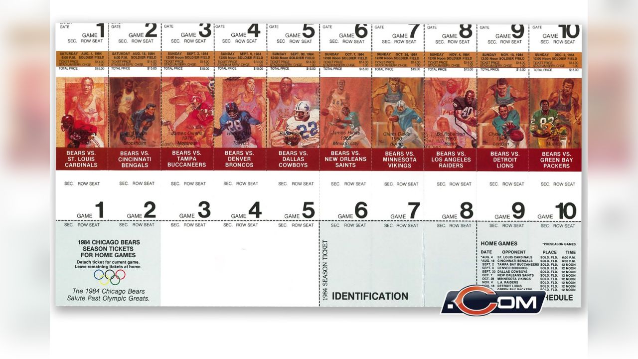 Historical Bears Ticket Stubs