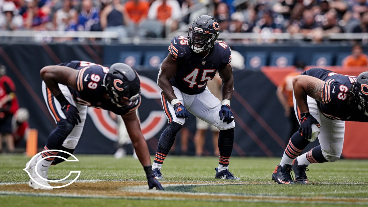 October 03, 2021: Chicago, Illinois, U.S. - Bears #48 Patrick Scales warms  up before the NFL Game