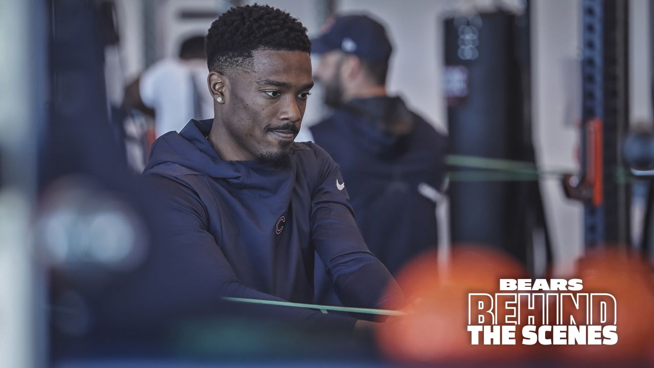 LAKE FOREST, IL - MAY 24: Chicago Bears wide receiver Darnell Mooney (11)  during the the Chicago Bears OTA Offseason Workouts on May 24, 2022 at  Halas Hall in Lake Forest, IL. (