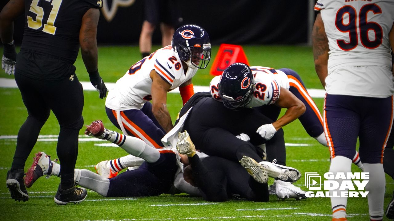 Chicago, Illinois, USA. 01st Nov, 2020. - Bears #17 Anthony Miller and  Saints #22 C.J. Gardner-Johnson in action during the NFL Game between the  New Orleans Saints and Chicago Bears at Soldier