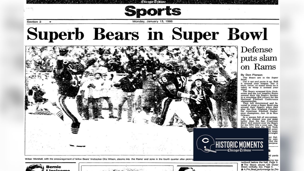 Jan. 12, 1986: Superb Bears in Super Bowl; defense puts slam on