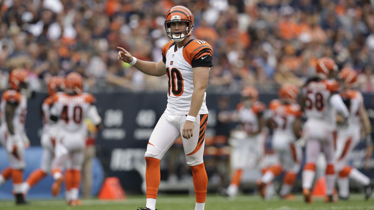 Cincinnati punter Kevin Huber (10) during game action at the Oakland  Coliseum, also known as the ''Black Hole'' in Oakland, Claif. on Sunday.  The Oakland Raiders defeated the Cincinnati Bengals 20-17. (Credit