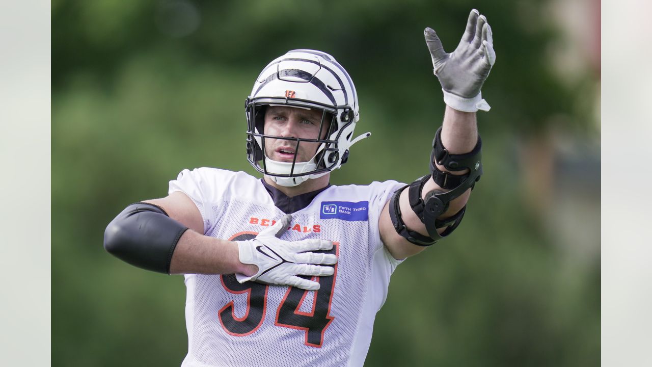 See Bengals players practicing in white helmets they will wear for