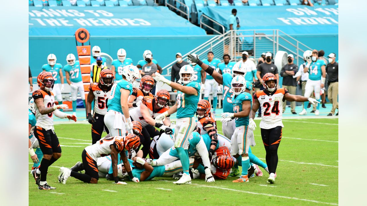 Miami Dolphins tight end Durham Smythe (81) walks on the field