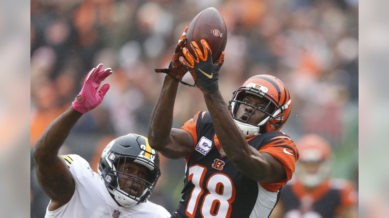 Pittsburgh Steelers cornerback Ahkello Witherspoon (25) celebrates an  interception during a NFL football game against the Cincinnati Bengals,  Sunday, Sept. 11, 2022, in Cincinnati. (AP Photo/Emilee Chinn Stock Photo -  Alamy