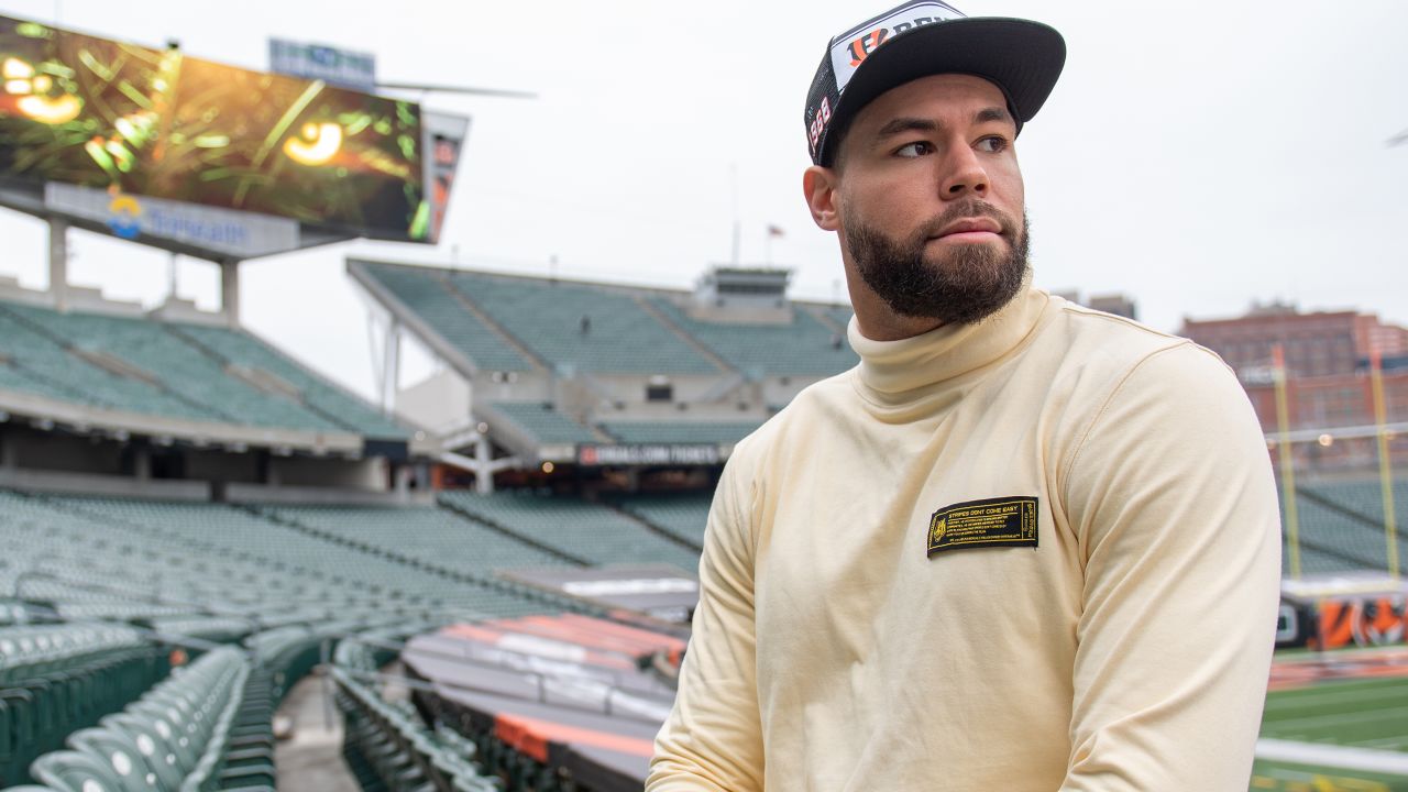 Men's Cincinnati Bengals x BlaCkOWned Cream Stripes Don't Come Easy Satin  Full-Snap Team Jacket